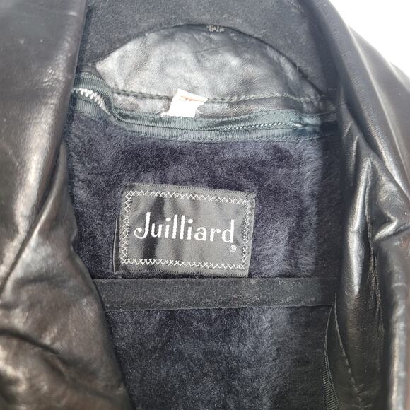 Juilliard Leather Vintage 1970 Lg. Lapel black white stitching Sz 38 Coat Jacket - Picture 8 of 10